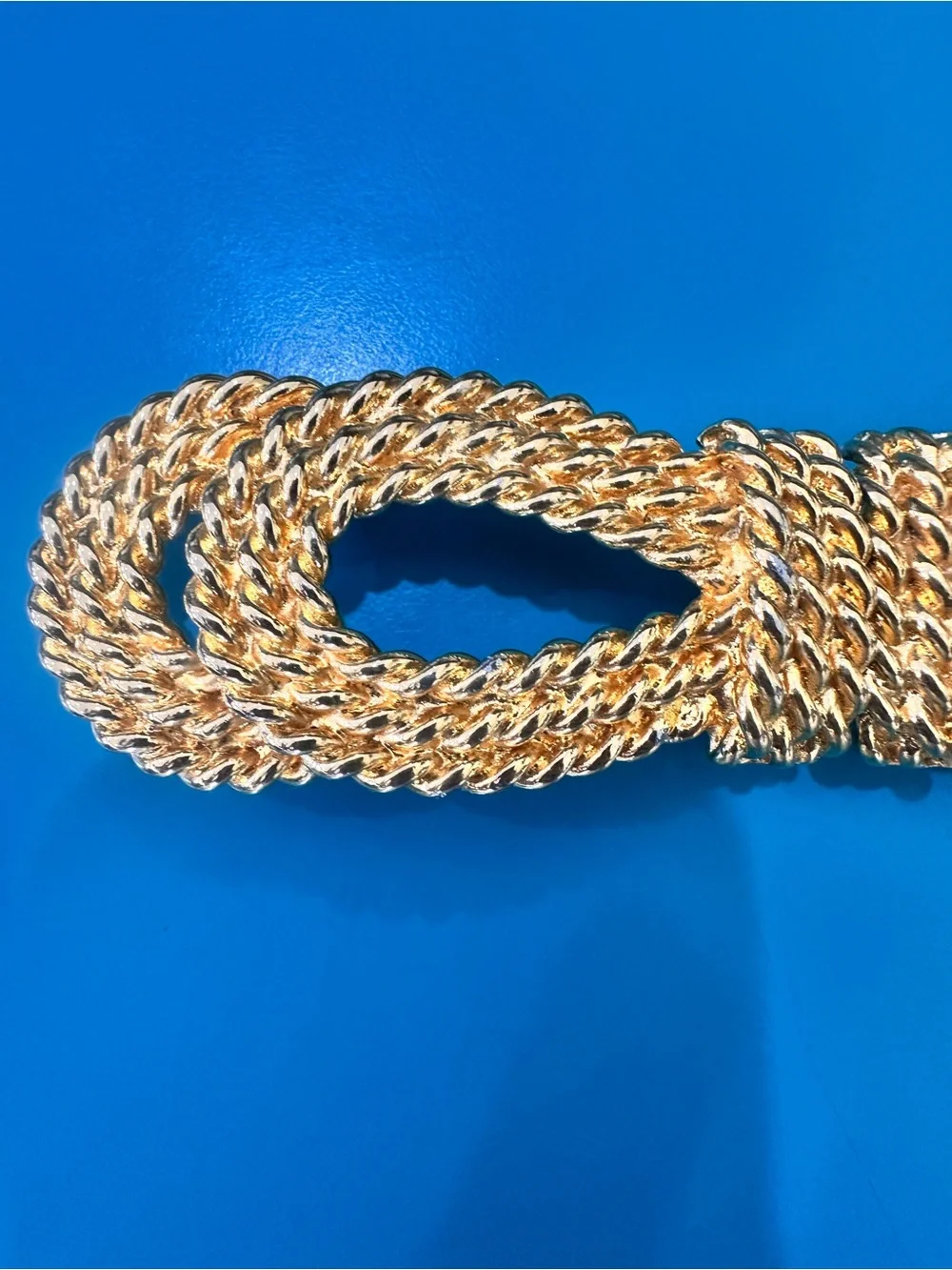 Gold-Tone Rope Bow Clip Belt Buckel Vintage